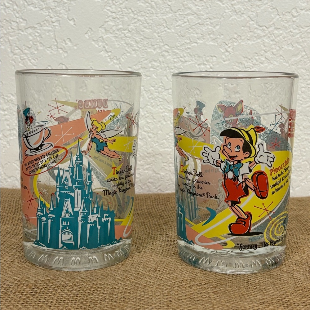 🏰 Disney | Set of TWO | Glass Tumbler Cups 100 Years of Magic McDonald’s Glasses